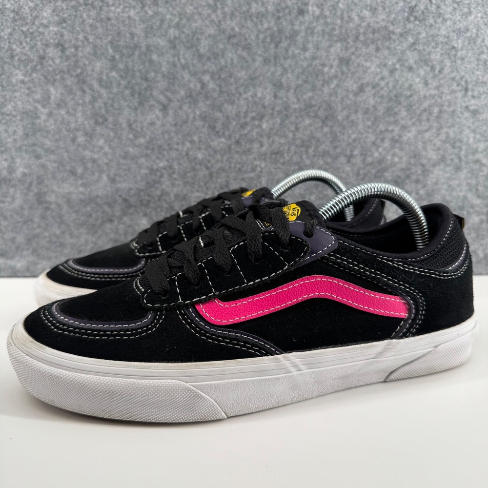 Vans Rowan Pro Skate Shoes Mens 7.5 Black Pink Suede Low Top Sneakers 66/99